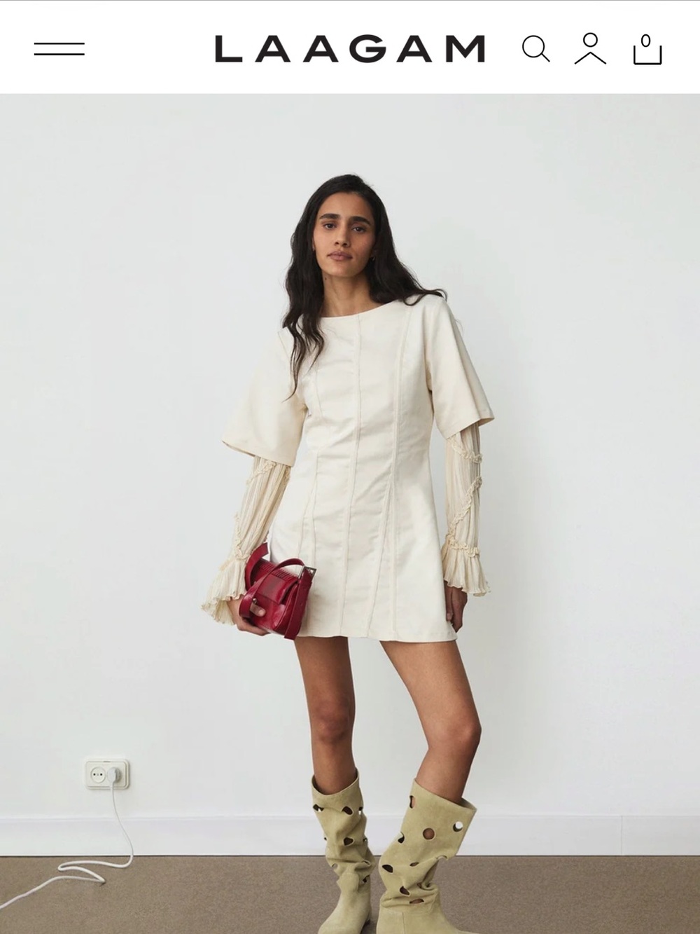 LAAGAM rosette ecru dress